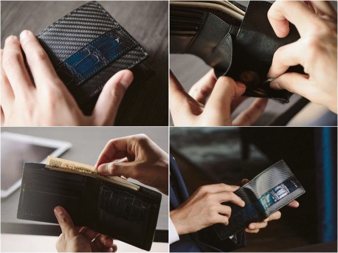 YCR132クロコダイルコンビ二つ折り財布の各部