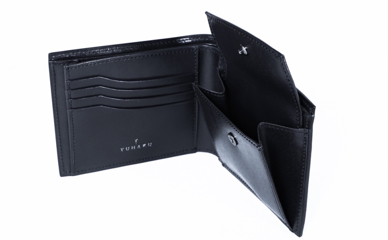 YHK003二つ折り財布の内装とyuhakuのロゴ