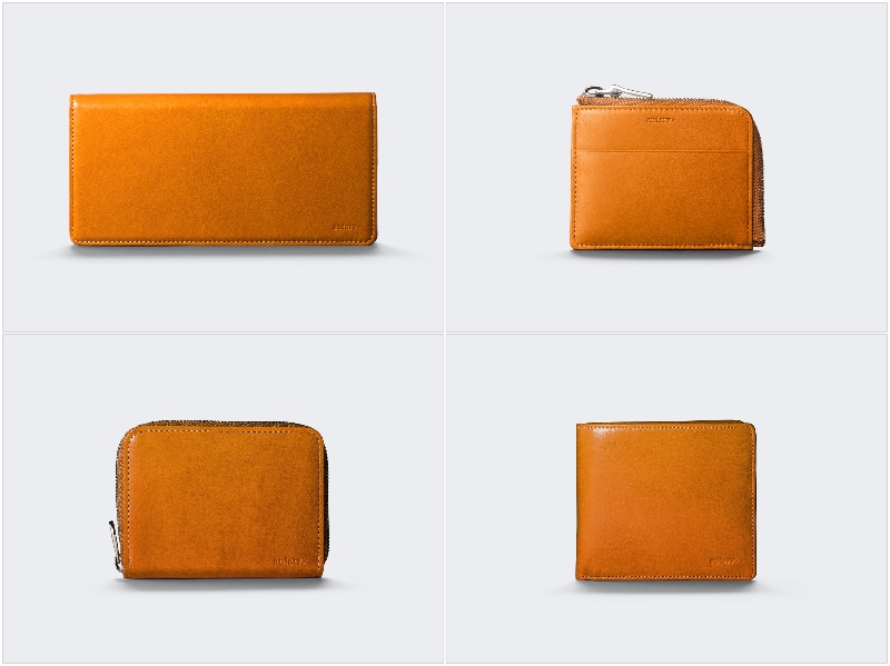 アンティークレザーシリーズの各種革財布（キャメル）