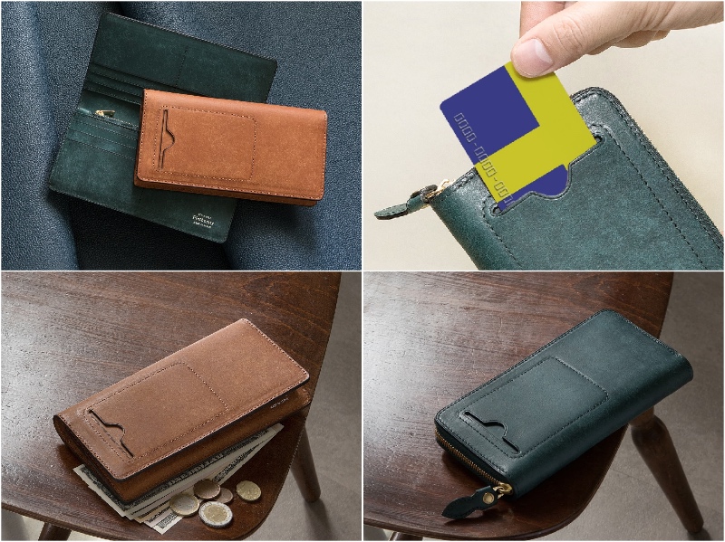 プエブロ長財布&ラウンドジップ長財布の外装カードポケットと各部