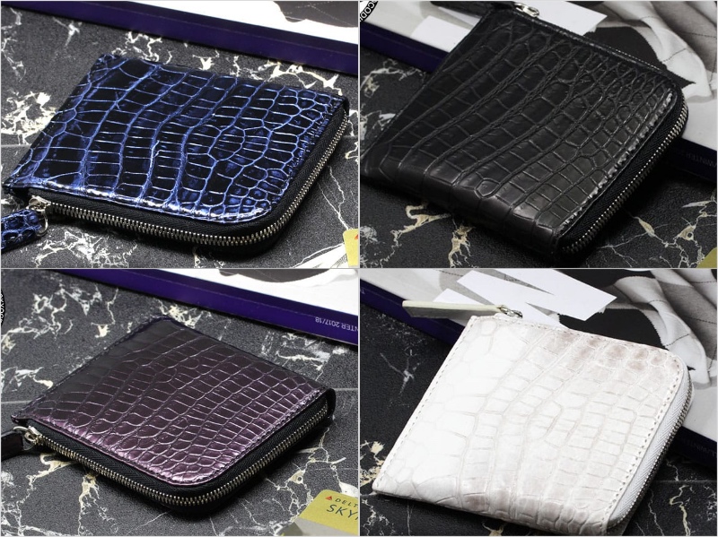 クロコダイル（3種類）L字ファスナーミニ財布の各カラーと各種類