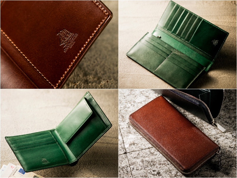 ココマイスター・プルキャラックシリーズのロゴと各財布