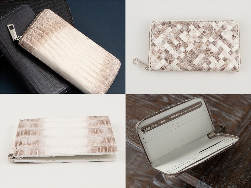 レザック・クロコダイル革財布の各種財布のナチュラルカラー