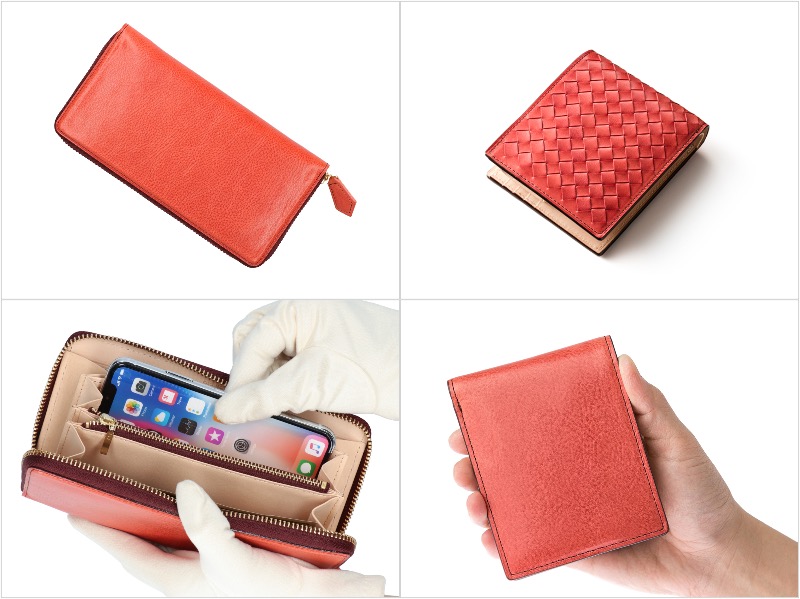 ココマイスター・マットーネシリーズの財布（少量限定カラー：ロゼワイン）の各財布