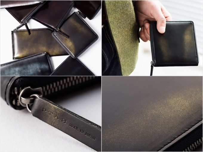 PTAH・バフィングシリーズのゴールドカラーの長財布と二つ折り財布
