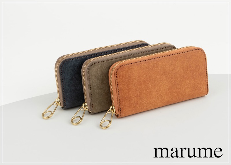 クリップ型のファスナートップを持つmarume（マルメ）の革財布