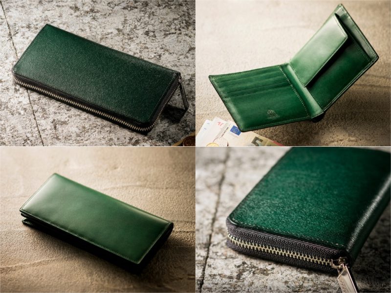 COCOMEISTER・プルキャラックコレクションのグリーンカラーの各種財布