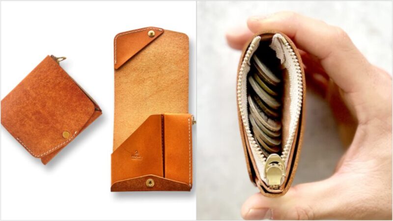 moku・小さく薄い財布Saku ver.2の外観と浅型小銭入れ