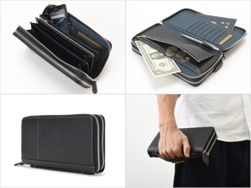 MIC・大容量財布シリーズエンボスWラウンドオーガナイザー長財布の各部