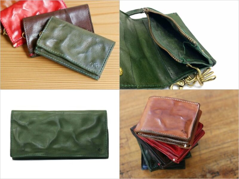 sot（ソット）・ハンドウォッシュレザーシリーズの各種緑の財布