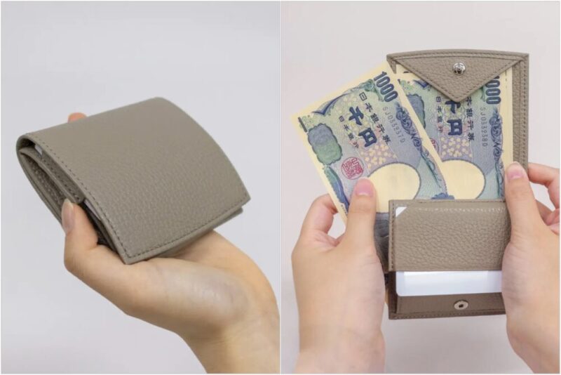 バンビクラフト・aioaアドリアレザーコンパクト二つ折り財布の外観と内装収納