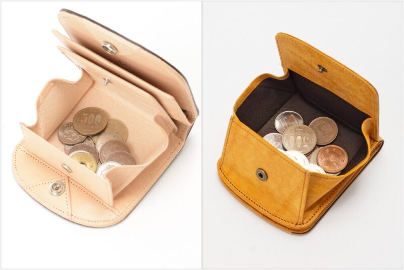 ミック・ヒップポケット革財布二つ折りタイプの外と中のボックス型小銭入れ