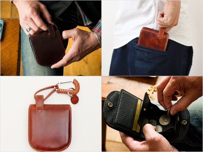 ヒップポケット革財布の専用ループと各部