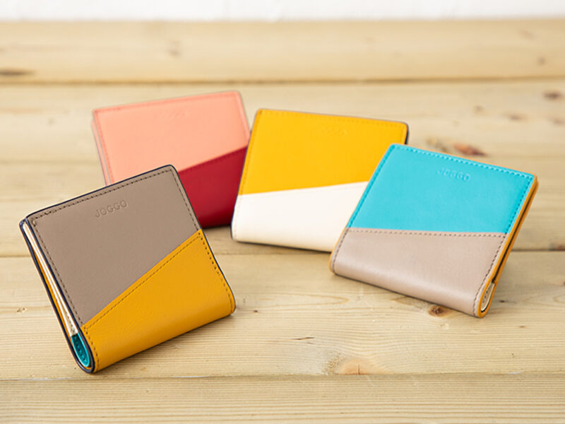 2つ折りエッジカラ財布(アシンメトリー)