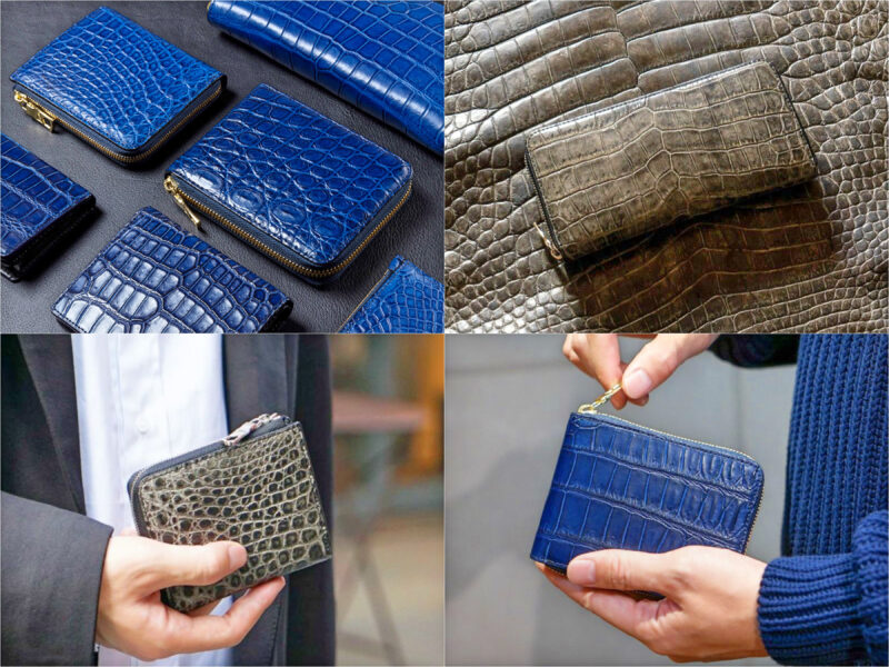 CIMABUE（チマブエ）・藍染め、墨染めクロコダイルシリーズの各種革財布