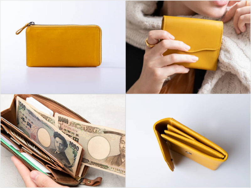 ハレルヤ・TIDY2.0L字ファスナー長財布（イエロー）の各部