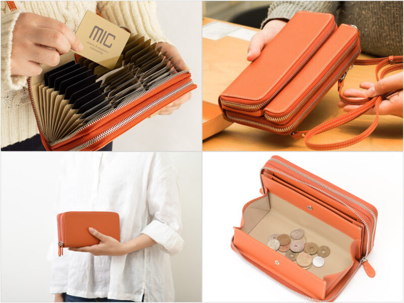 Wラウンドファスナーマルチウォレットの各部