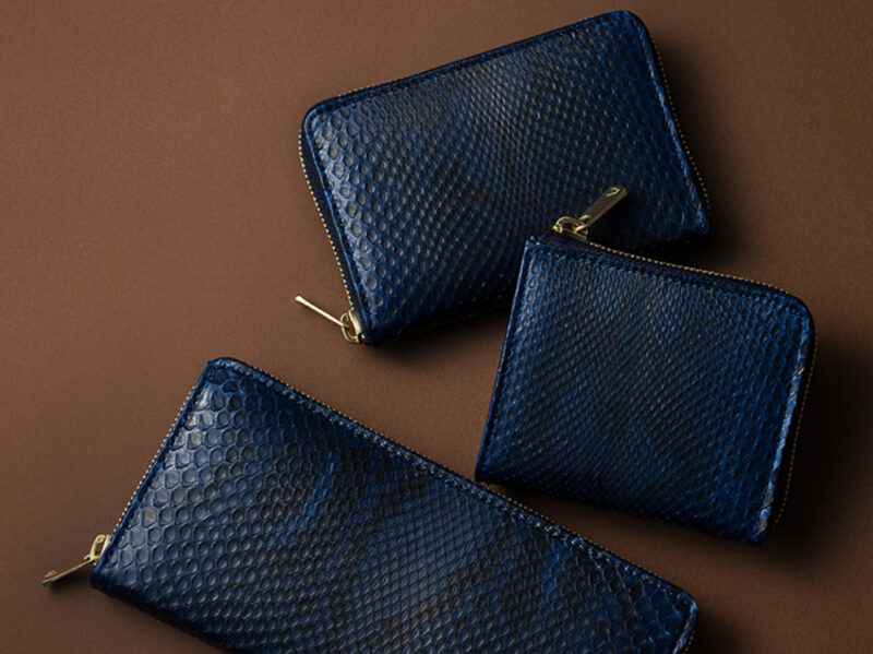 BAGGY PORT・藍染め 蛇革ウォレット