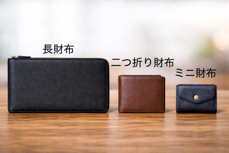 財布を大きく分けた3種類である長財布と二つ折り財布とミニ財布