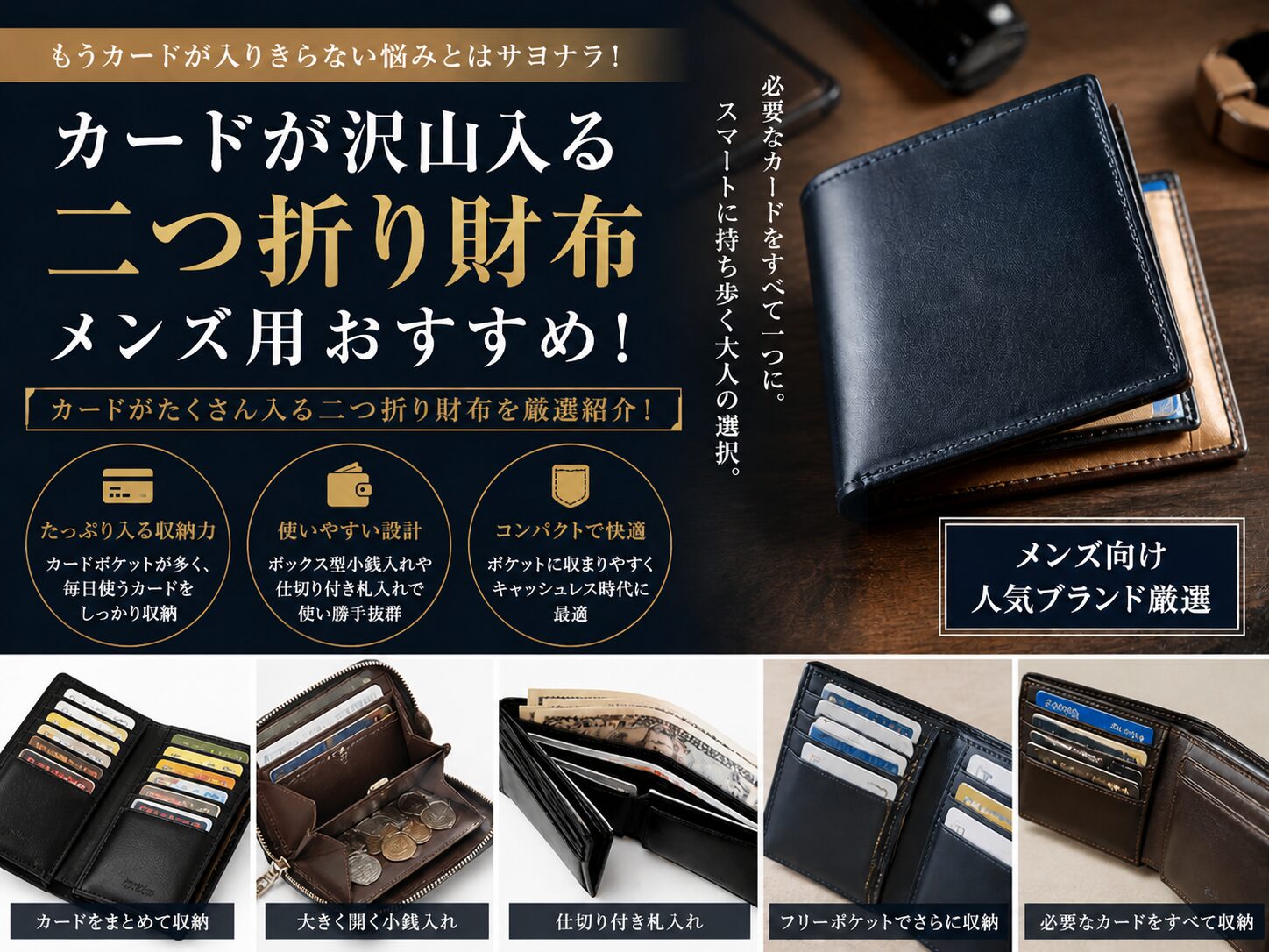 カードが沢山入る二つ折り財布