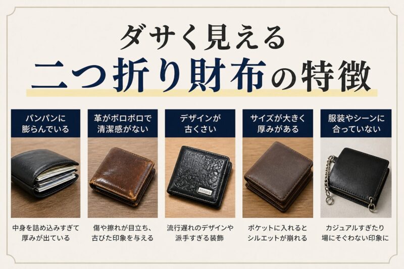 ダサく見える二つ折り財布の特徴