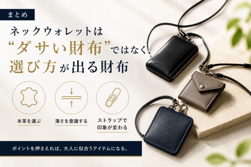 まとめ:ネックウォレットは“ダサい財布”ではなく、選び方が出る財布