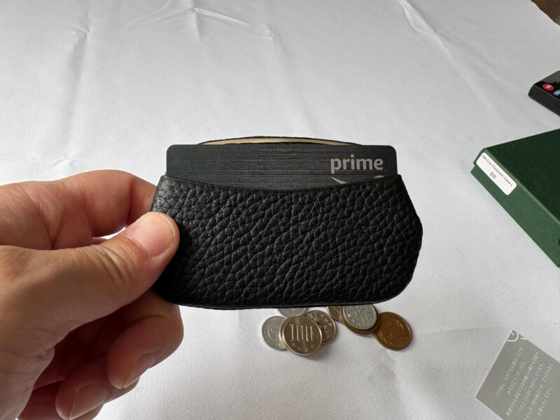 BR516/ Clickcoin Case L（著者所有品）にカードを入れて持っている様子